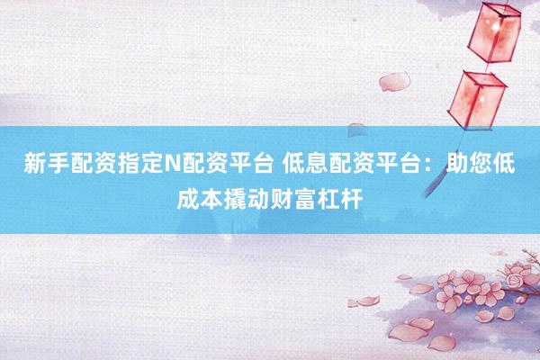 新手配资指定N配资平台 低息配资平台：助您低成本撬动财富杠杆